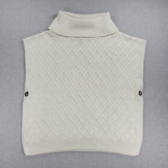 Tantrums Womens Vest One Size Ivory Wool Blend Cross Hatch Turtleneck Knit - Picture 1 of 13
